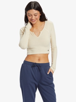 Roxy Cropped Long Sleeve Waffle Αριστος | 4786GTNWP