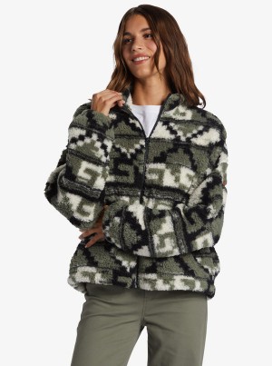 Roxy Off The Wave Sherpa Printed Full-Zip Fleece Φουτερ με Κουκουλα | 2930JFRVB