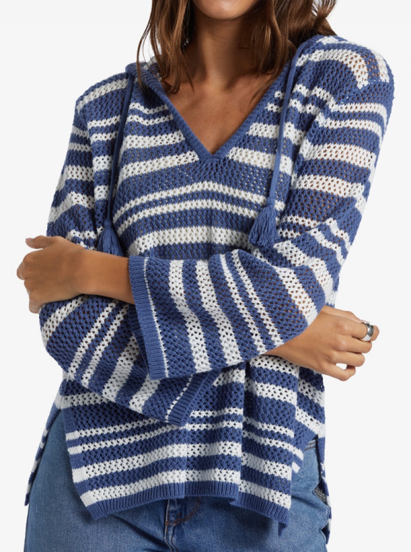 Roxy After Beach Break Stripe V-Neck Πουλόβερ | 6532HYERT