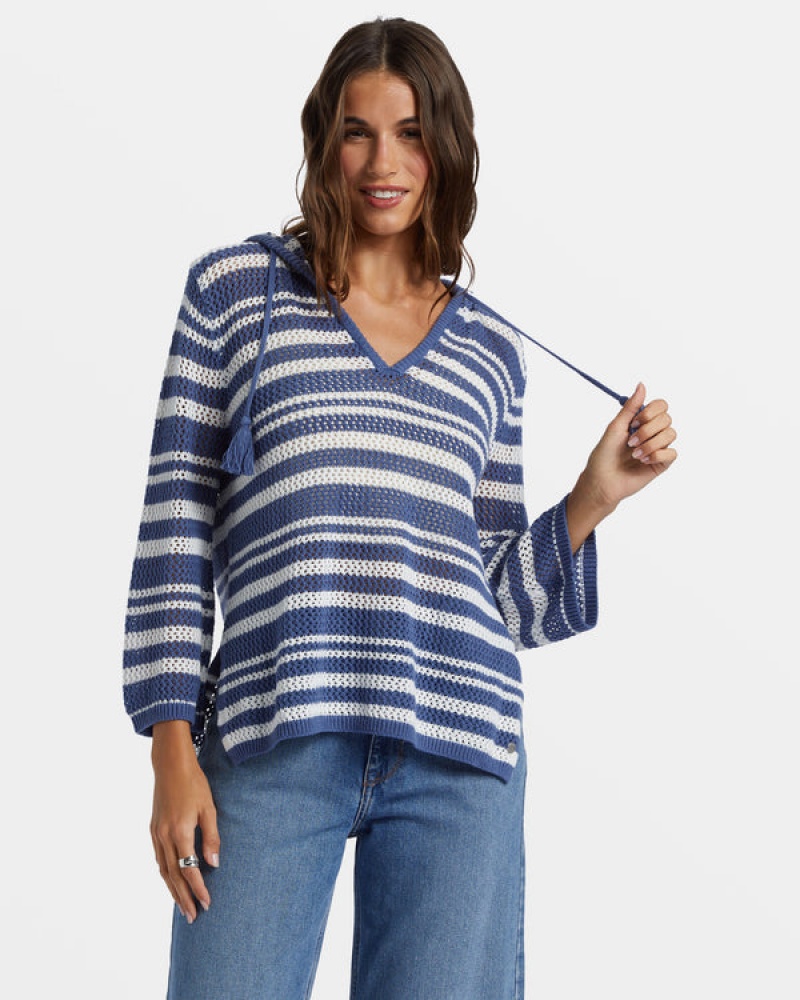 Roxy After Beach Break Stripe V-Neck Πουλόβερ | 6532HYERT