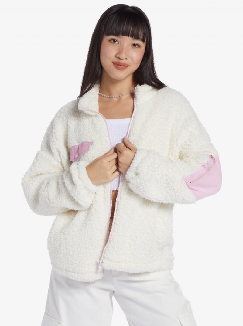 Roxy Chloe Kim Pop Sherpa Full-Zip Fleece Φουτερ με Κουκουλα | 5672BAKFE