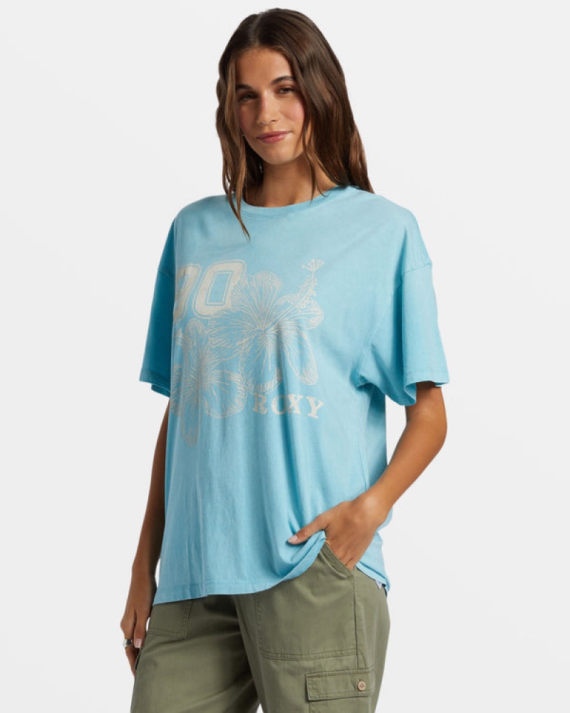 Roxy Hibiscus Collegiate Oversized μπλουζακια | 7413VMCDW