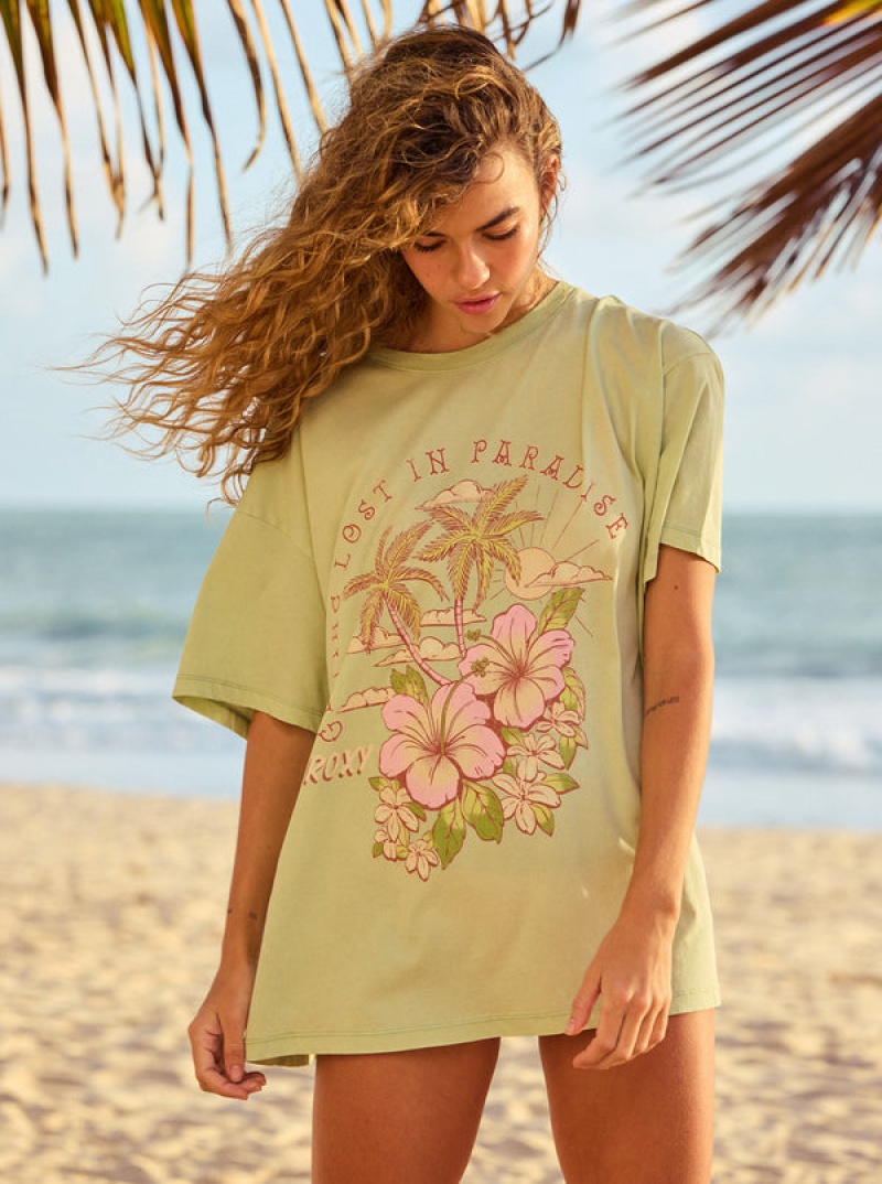 Roxy Hibiscus Paradise Oversized Boyfriend μπλουζακια | 4029NGIJZ