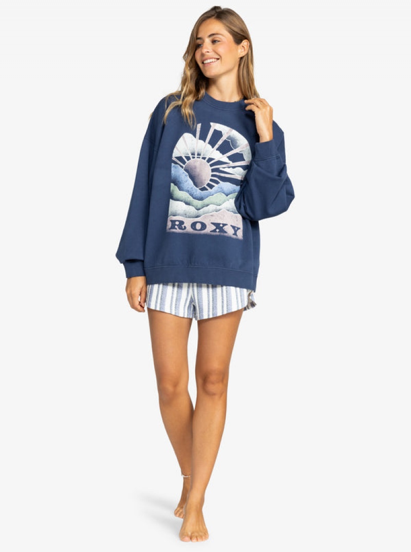 Roxy Lineup Oversized Crew Neck Φουτερ με Κουκουλα | 1587FJKTW