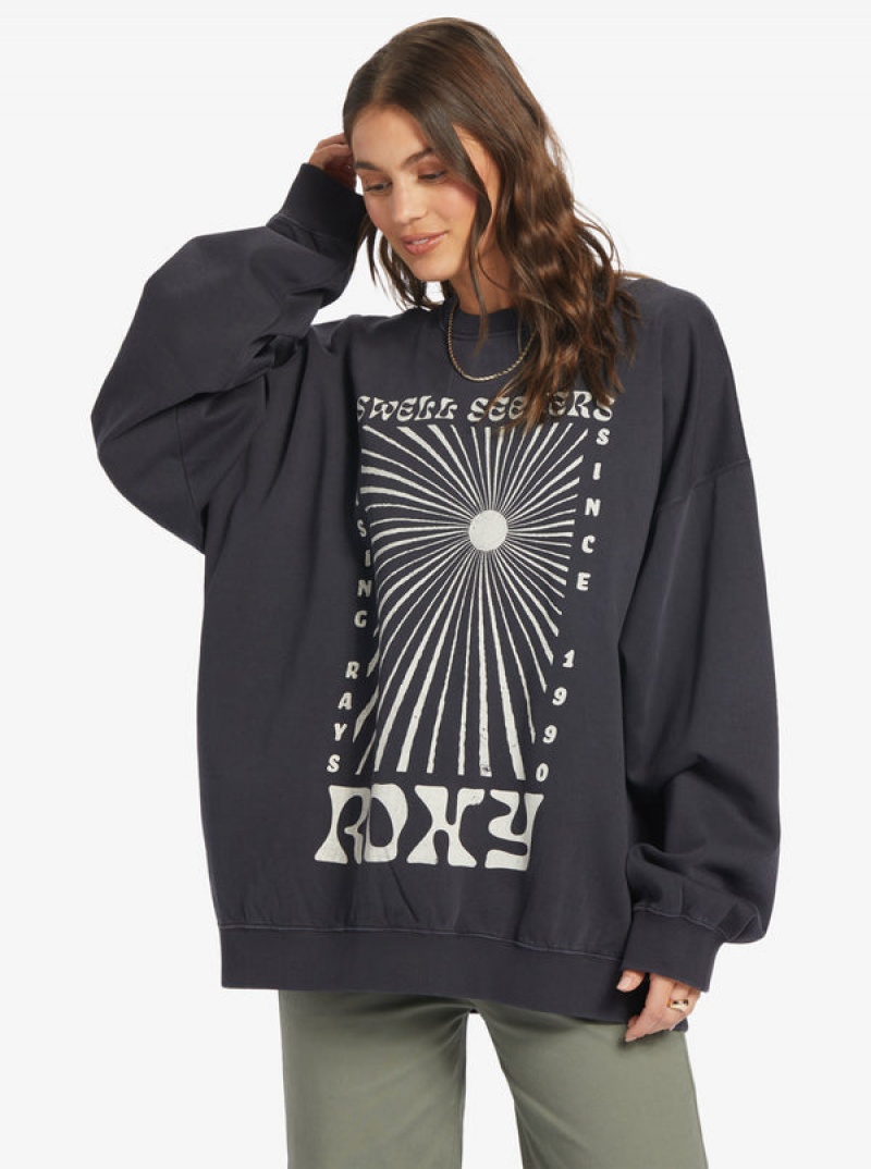 Roxy Lineup Oversized Crew Neck Φουτερ με Κουκουλα | 7132TAOUI