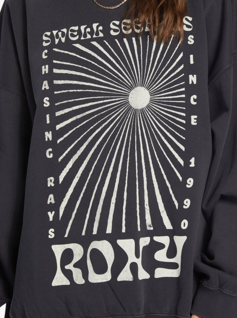 Roxy Lineup Oversized Crew Neck Φουτερ με Κουκουλα | 7132TAOUI