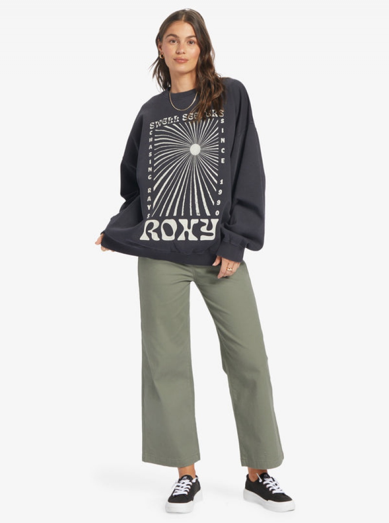 Roxy Lineup Oversized Crew Neck Φουτερ με Κουκουλα | 7132TAOUI