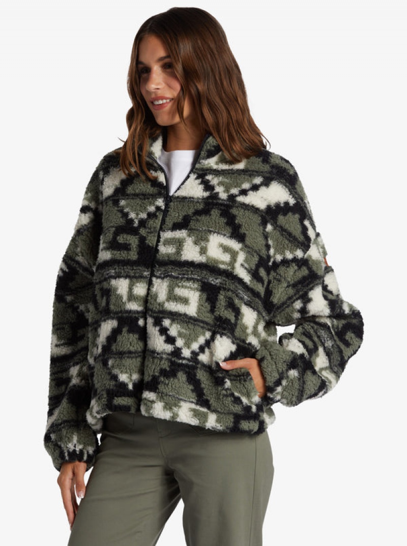 Roxy Off The Wave Sherpa Printed Full-Zip Fleece Φουτερ με Κουκουλα | 2930JFRVB