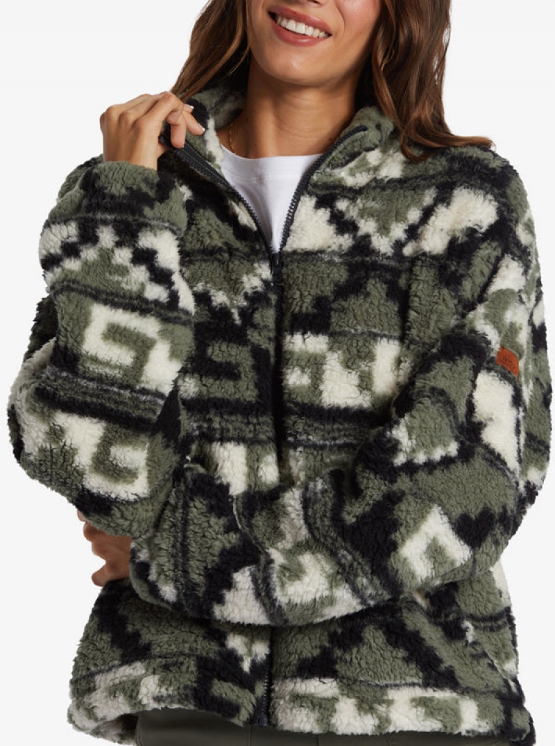 Roxy Off The Wave Sherpa Printed Full-Zip Fleece Φουτερ με Κουκουλα | 2930JFRVB